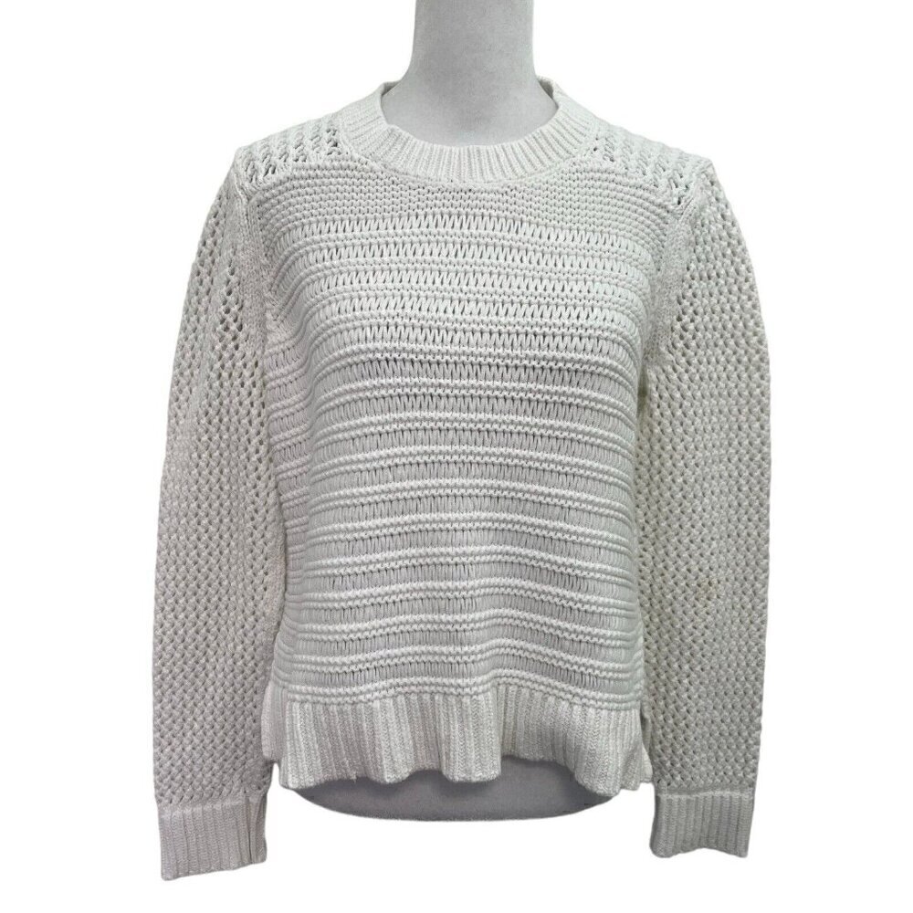 Rag & Bone Knit Cotton Jumper Crewneck Sweater Pullover White size Medium